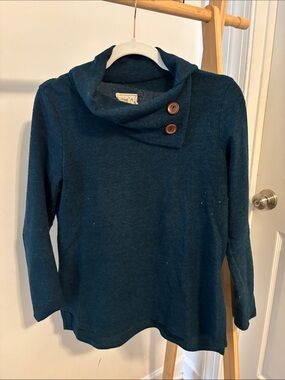 Style Rack Teal Cowl Neck Sweater with Button Accents